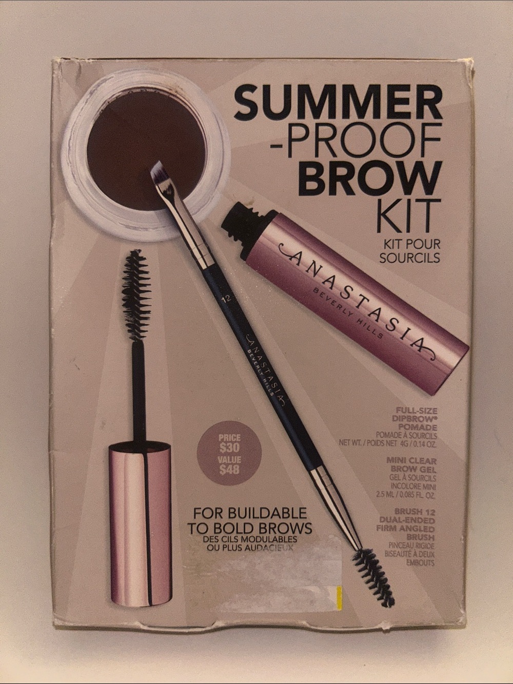 Anastasia Summer-Proof Brow Kit Pomade Medium Brown New